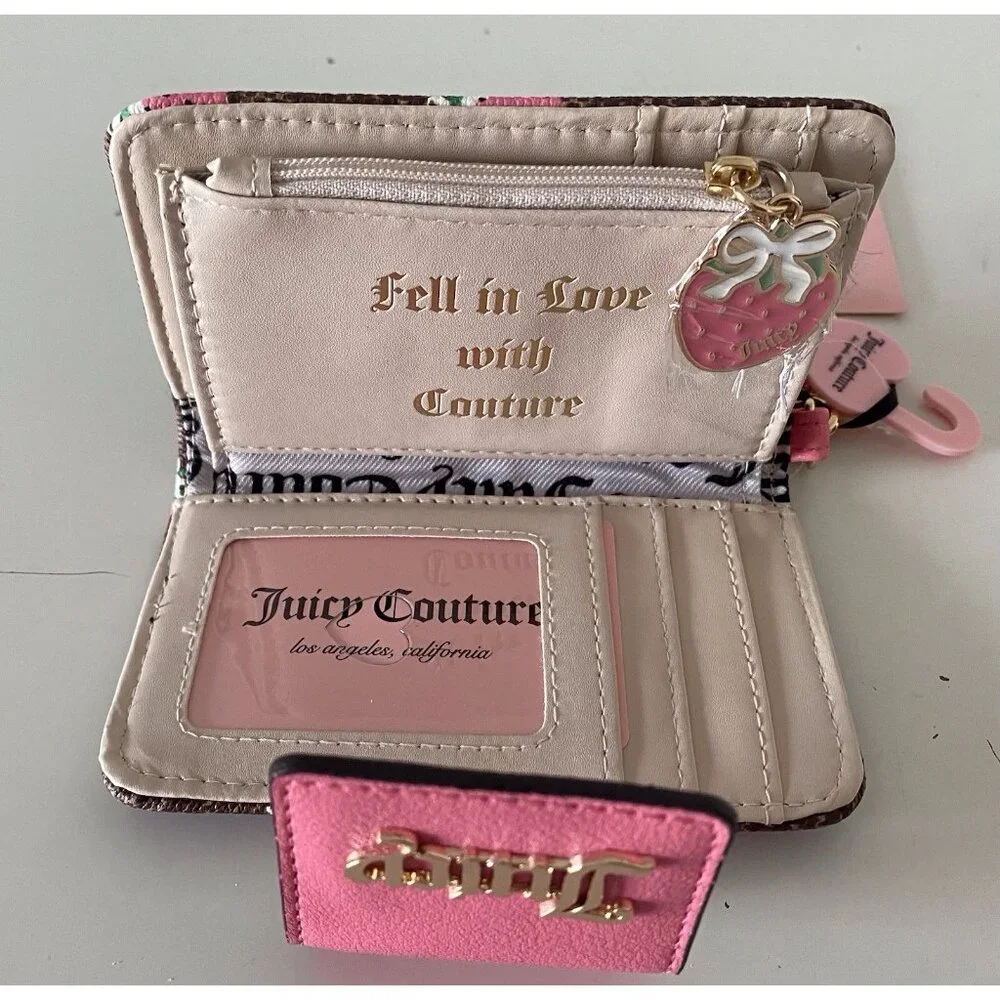 Juicy Couture Chestnut Chino Pink Lemonade‎ Berry Sweet Tab Card Wallet NEW